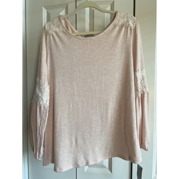 Valerie Stevens Blush Colored Shirt Light Sweater Top Blouse--Women's Large - Picture 1 of 8